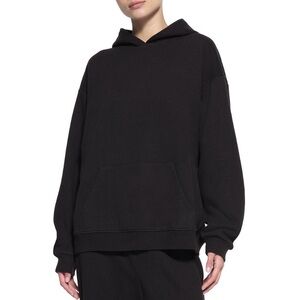 SKIMS Boyfriend Fleece Pull Over Hoodie in Washed Onyx